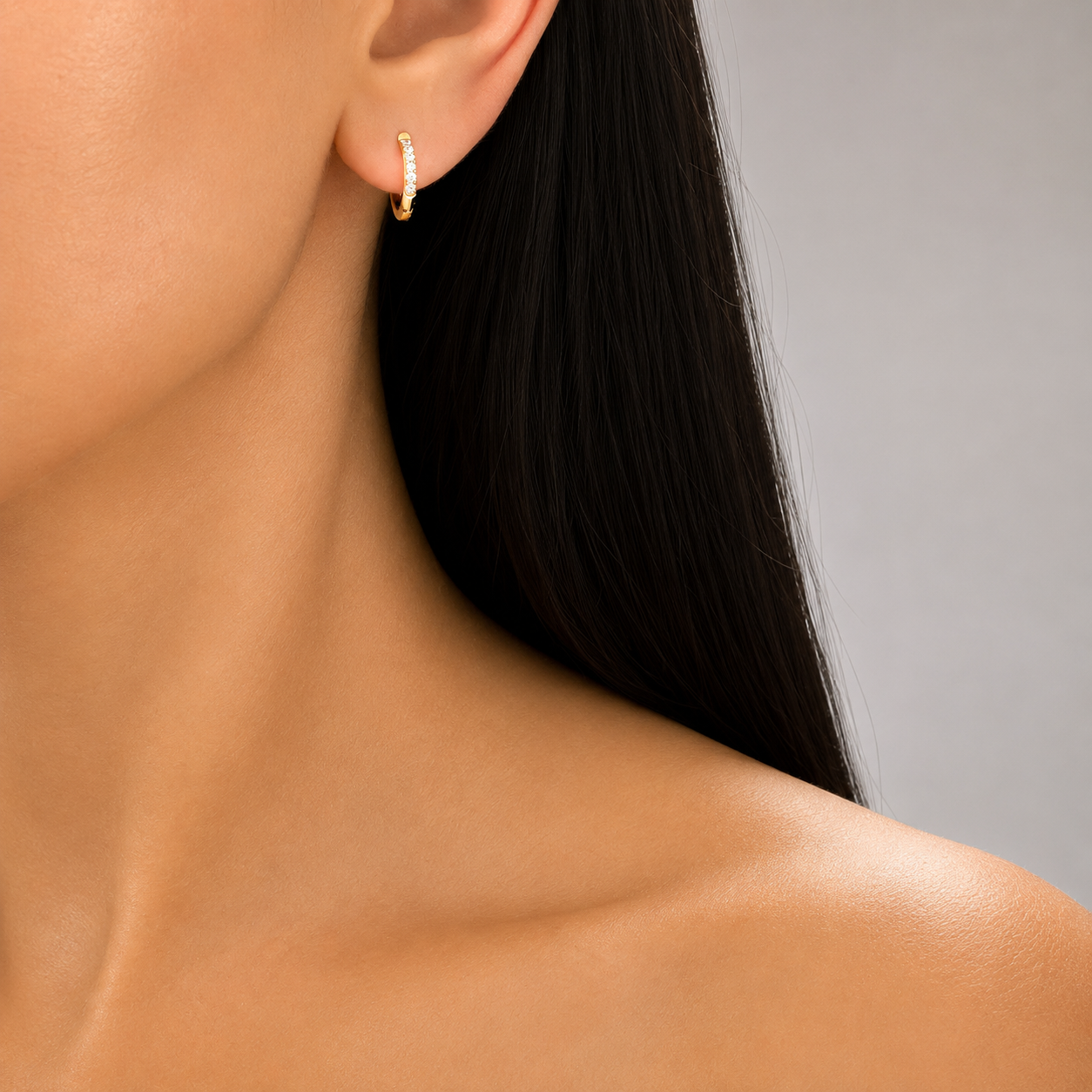 White Zircons Hoop Earrings