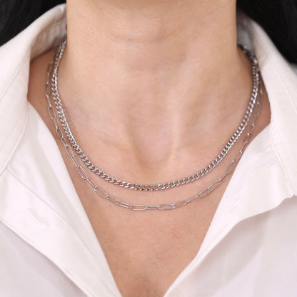 Double Chain Necklace Silver
