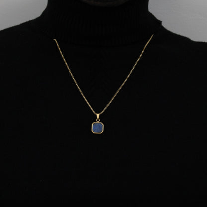 Navy On Gold Pendant Necklace - Men