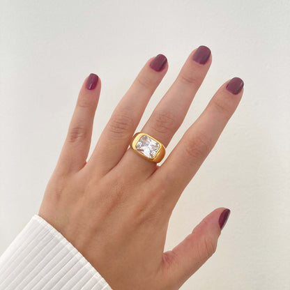 Chunky White Zircon Ring