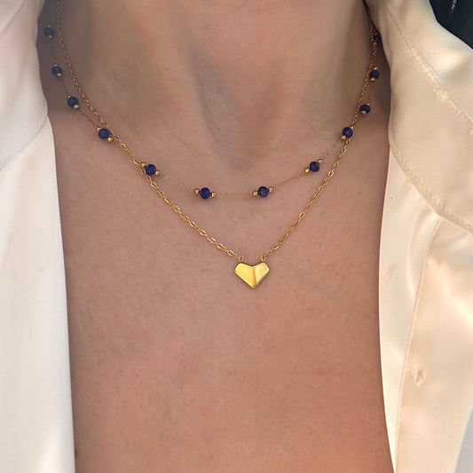Heart Navy Layered Necklace