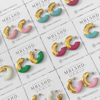 Enamel C Shaped Colored Earrings