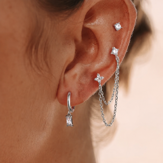 Silver Spark Earrings Set