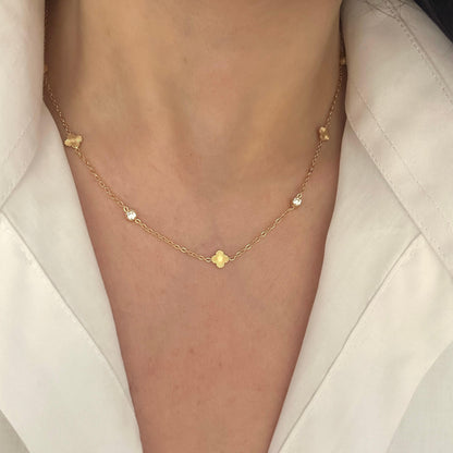 Clover & Zircon  Necklace