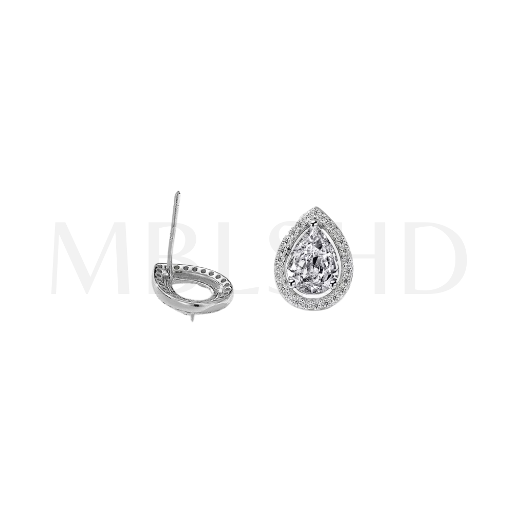 Pear Halo Stud Earrings