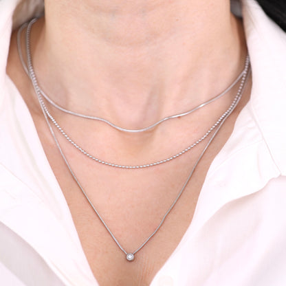 Triple Layer Minimalist Necklace Silver