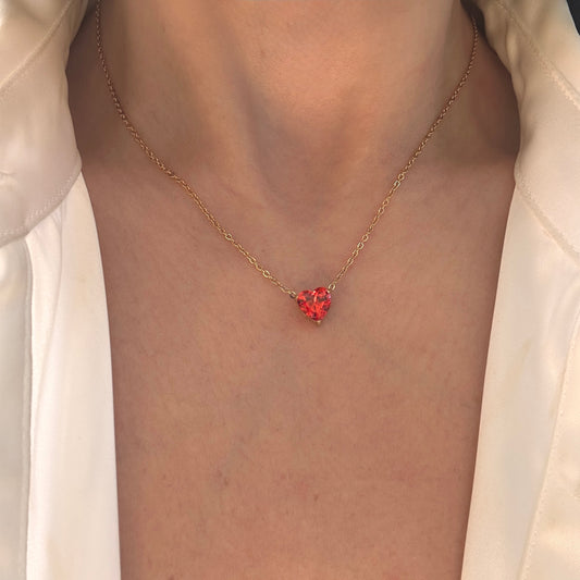 Red Heart Charm Necklace