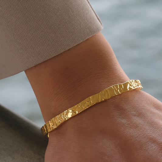 Simple Hammered Open Bangle