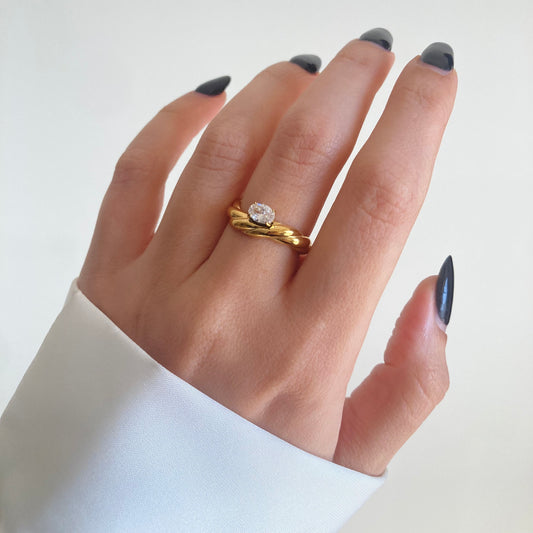 Embellished Oval Twist Ring