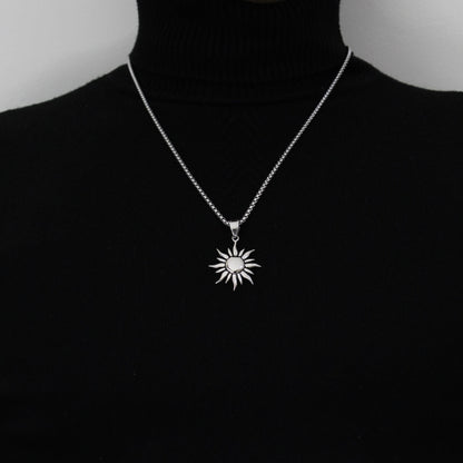 Sun Silver Pendant Necklace - Men