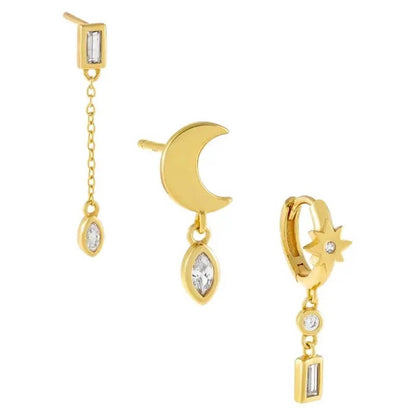 Moon and Star 3 Earrings