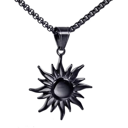 Sun Black Pendant Necklace - Men