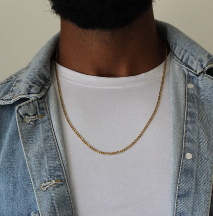 3mm Figaro Gold Necklace - Men