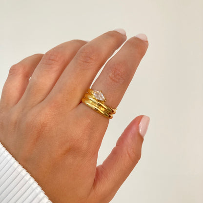 Triple Spiral Zircon Ring