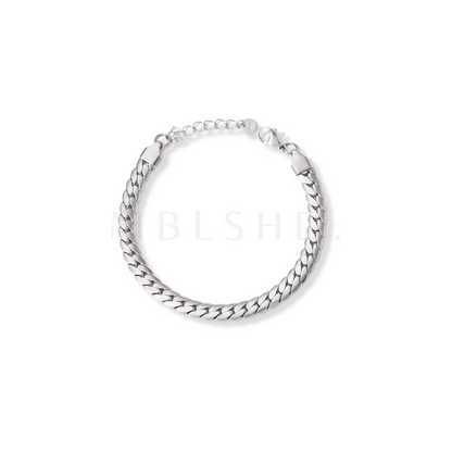 Thick Pressed Chain Bracelet Silver