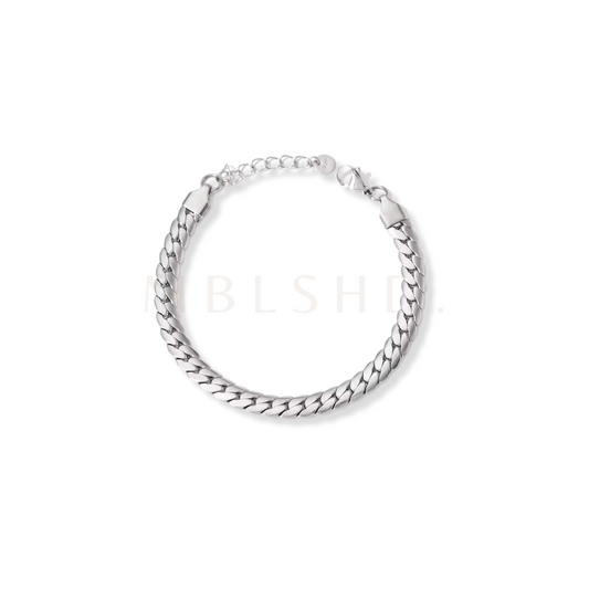 Thick Pressed Chain Bracelet Silver