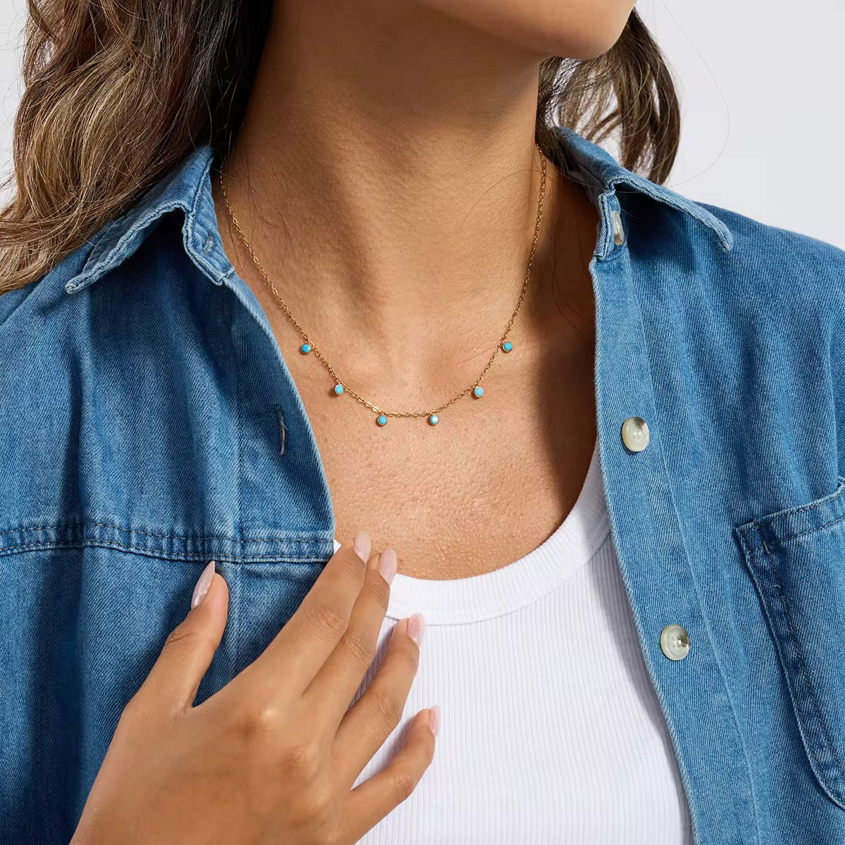 6 Blue Stone Necklace