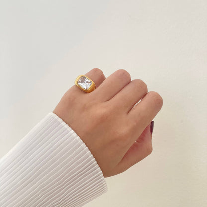 Chunky White Zircon Ring