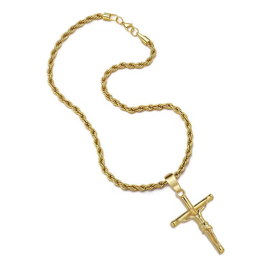 Cross Gold Necklace - Men