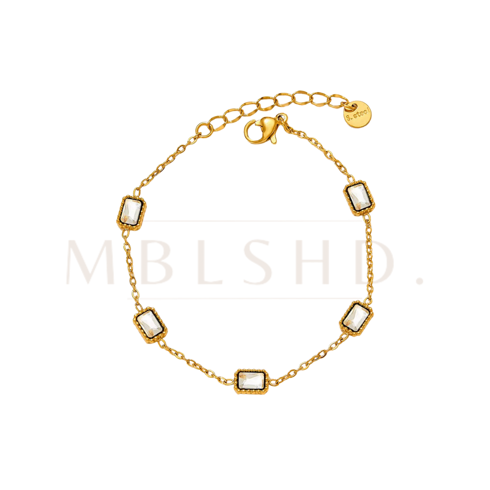 White Stones Bracelet Gold