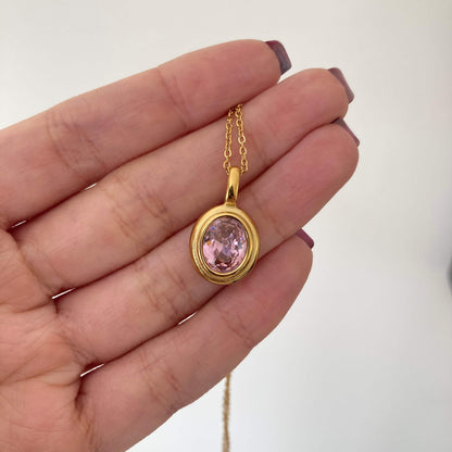 Pink Oval Necklace
