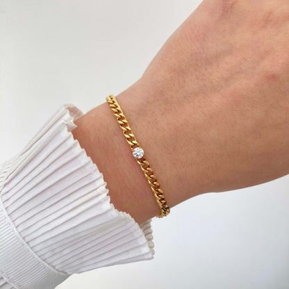 Small Round Zircon Chain Bracelet