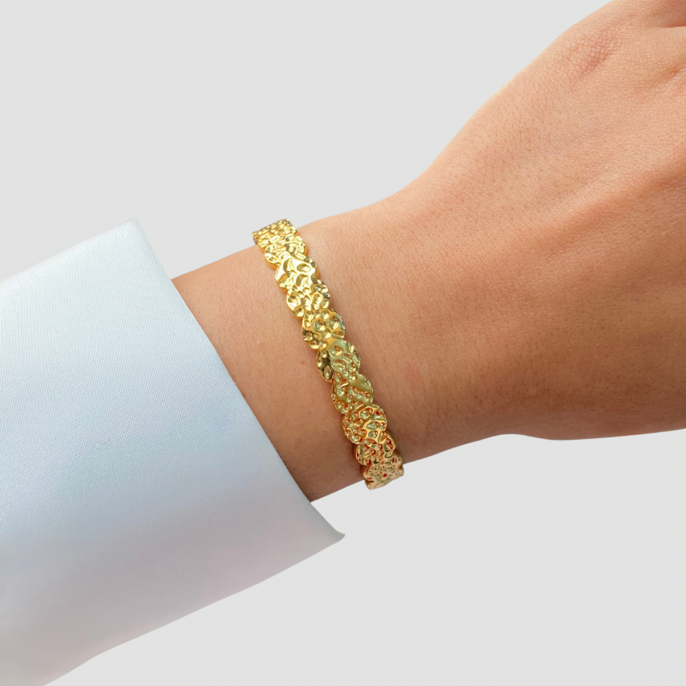 Hammered Oval Open Bangle