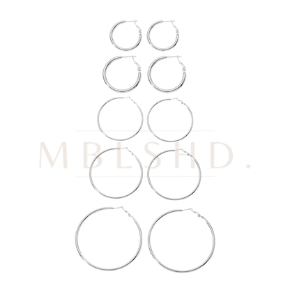 Slim hoop Earring -Silver-