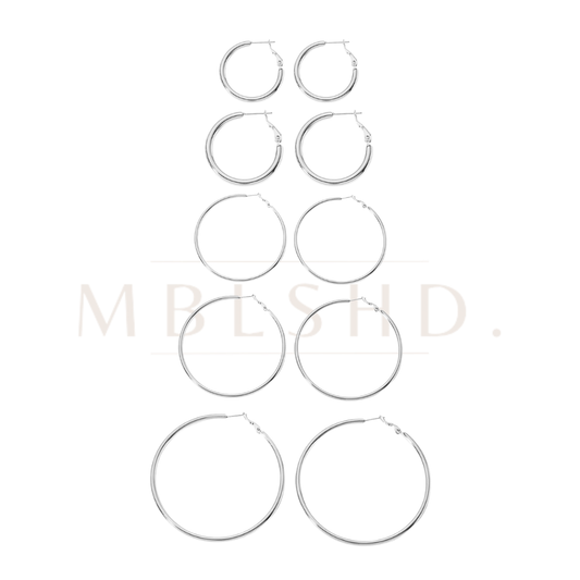 Slim hoop Earring -Silver-