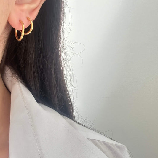 Simple small hoops -Gold-