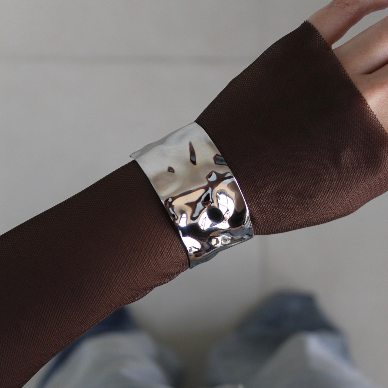 Hammered Statement Bangle Silver