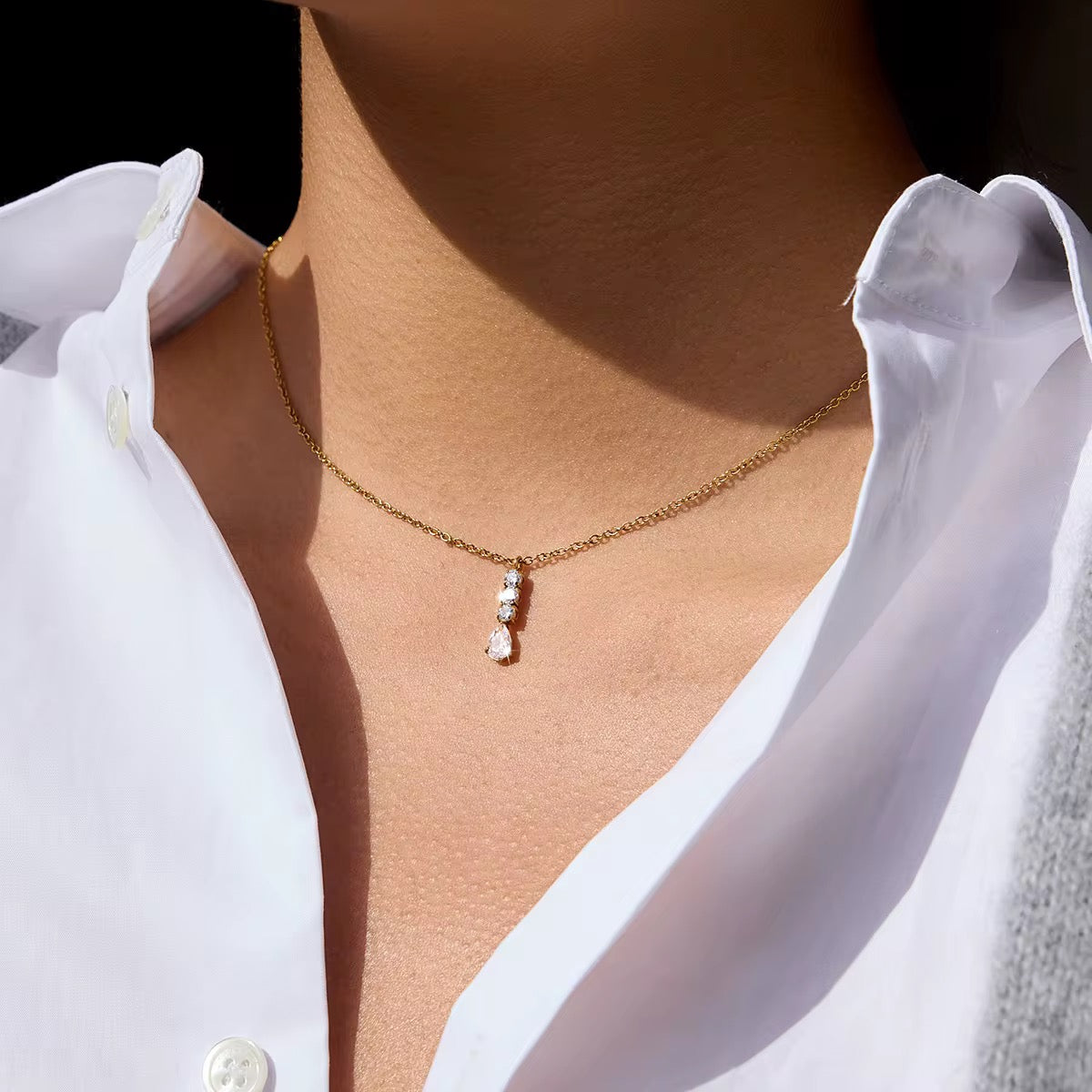Crystal Drop Y Necklace