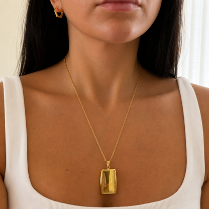 Long Rectangle Pendant Necklace