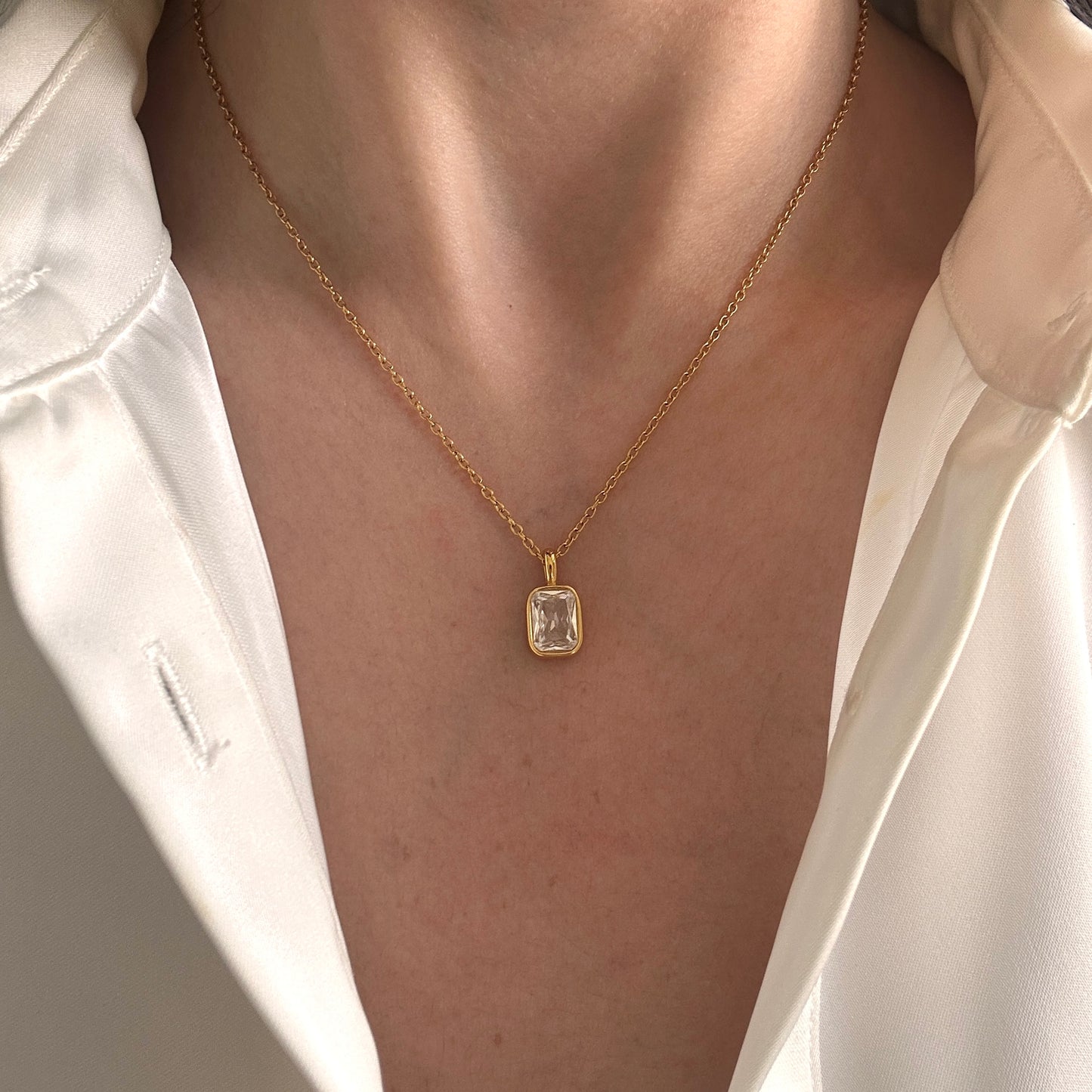 Radiant Rectangle Pendant Necklace