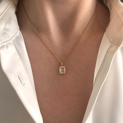 Radiant Rectangle Pendant Necklace
