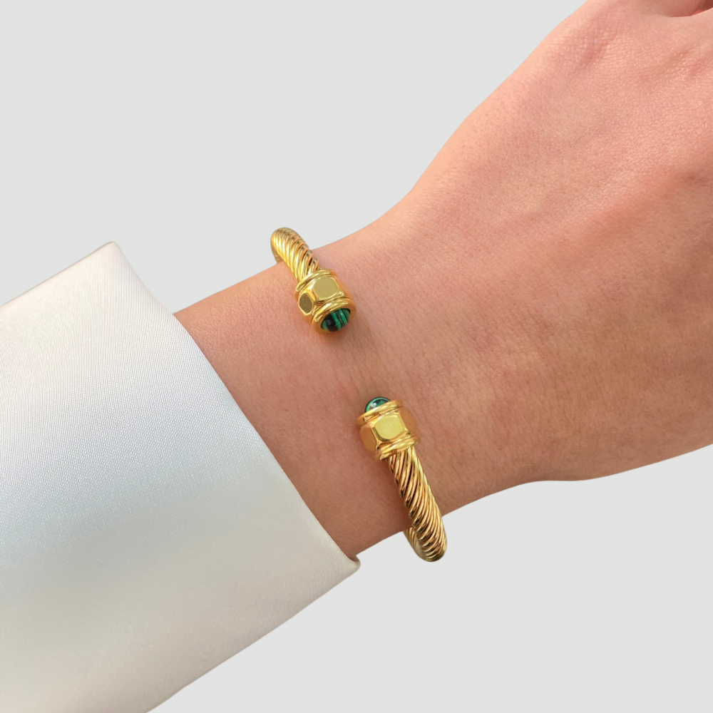 Malachite Stone Wire Bangle