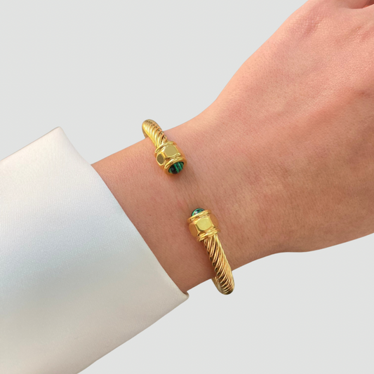 Malachite Stone Wire Bangle