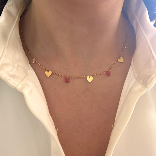 Pink & Red Stone Necklace