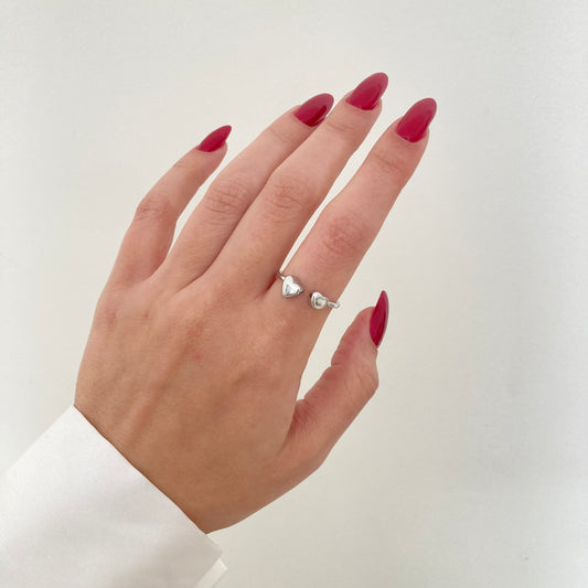 Twin Heart Ring Silver