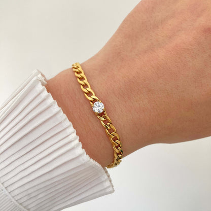 Round Zircon Chain Bracelet