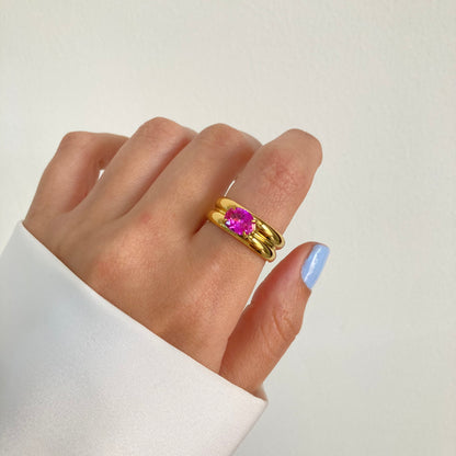 Hot Pink Wide Band Ring