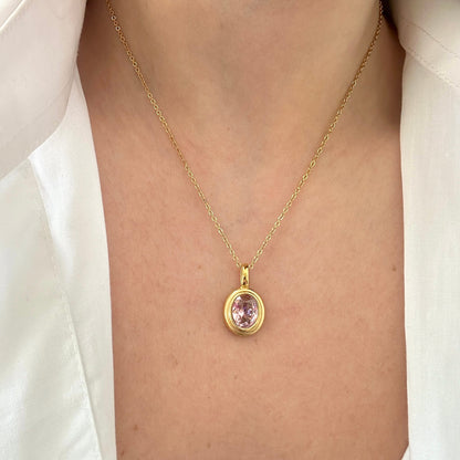 Pink Oval Necklace