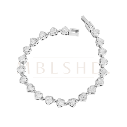 Silver Heart Tennis Bracelet