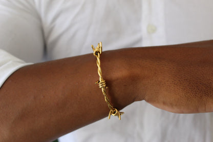 Razor Wire Gold Bangle - Men