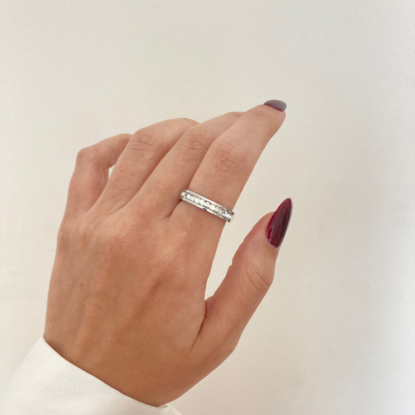 White Zircon Eternity Ring Silver