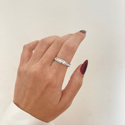 White Zircon Eternity Ring Silver
