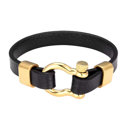 U Shaped Gold Bracelet- Men