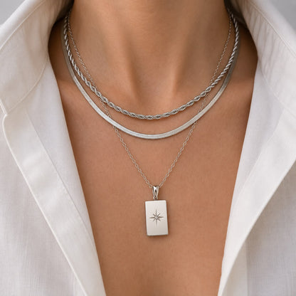 Triple Necklace Set Silver
