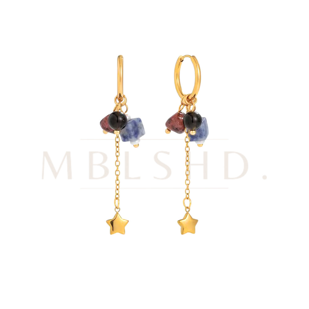 Gemstone  Star Drop Earrings