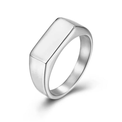 Rectangle Signet Ring Silver - Men